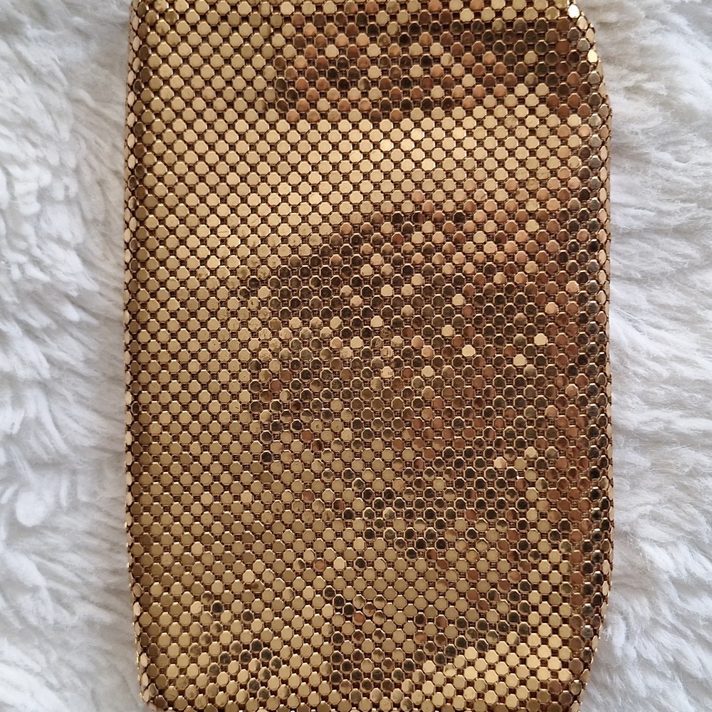 Metallic Gold Evening Clutch with Mesh Detail - Picture 2 of 3